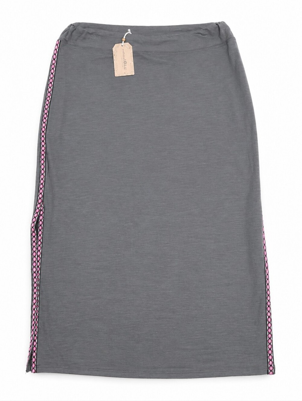 Natural Life Gray Midi Pencil Skirt with Pink Trim S